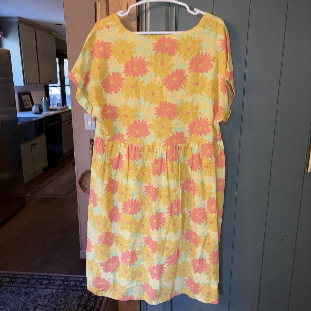 Women's Size L Whimsical Floral Babydoll Floral Housedress Cottagecore Cotton - Picture 2 of 5